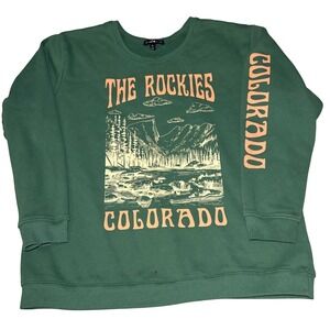 Social Scene The Rockies Colorado Graphic‎ Crewneck Sweatshirt Green XL